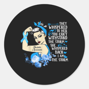 Diabetes Awareness Month For Powerful Warrior Wome Classic Round Sticker