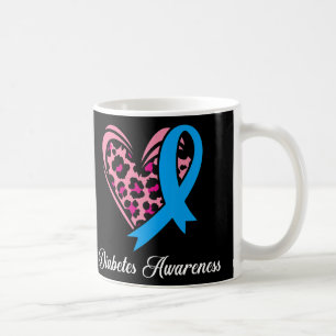 Diabetes Awareness Month Heart Blue Ribbon Women M Coffee Mug