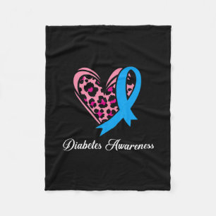 Diabetes Awareness Month Heart Blue Ribbon Women M Fleece Blanket