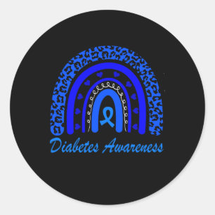 Diabetes Awareness Month Leopard Rainbow Women Classic Round Sticker