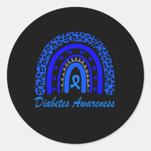 Diabetes Awareness Month Leopard Rainbow Women  Classic Round Sticker