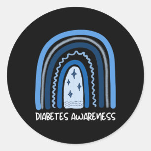 Diabetes Awareness Month November Blue Rainbow Rib Classic Round Sticker