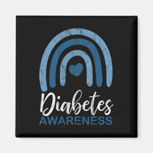 Diabetes Awareness Month Retro Rainbow T1 T2 Magnet