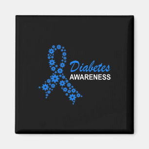 Diabetes Awareness Month Ribbon Flowers Women Magnet