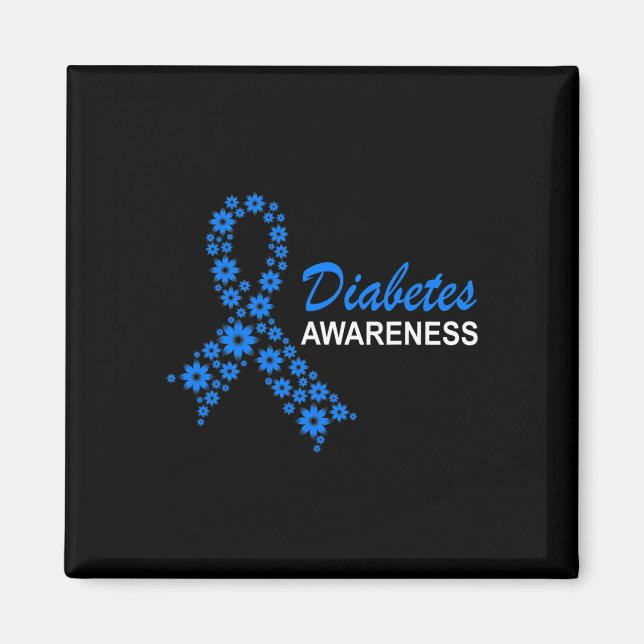 Diabetes Awareness Month Ribbon Flowers Women  Magnet (Front)