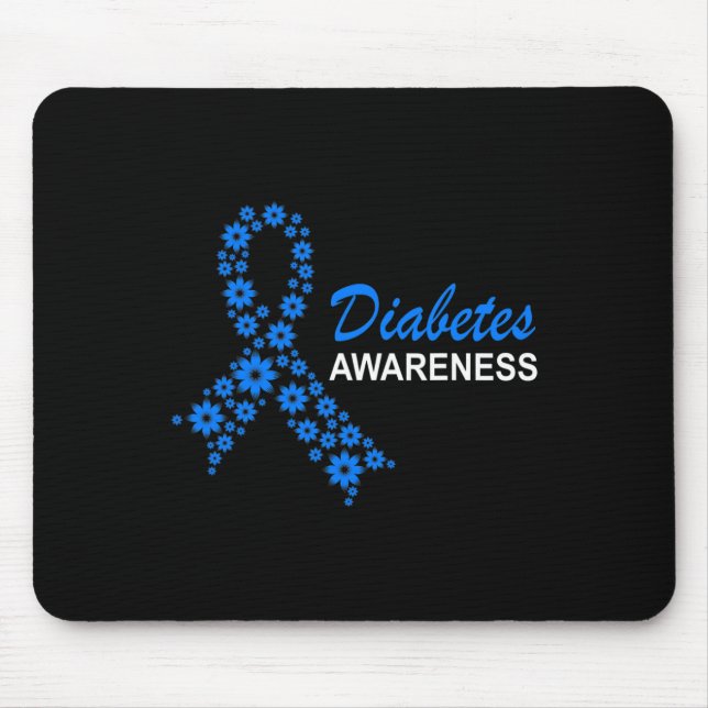 Diabetes Awareness Month Ribbon Flowers Women  Mouse Pad (Front)