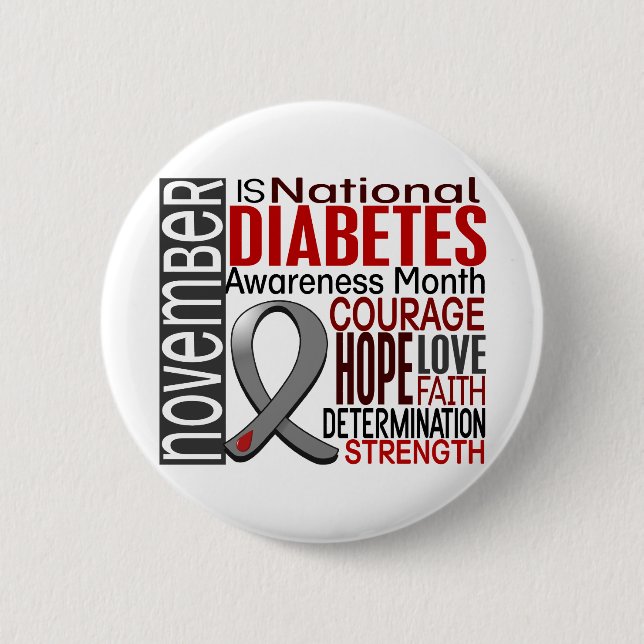 Diabetes Awareness Month Ribbon I2.3 6 Cm Round Badge (Front)