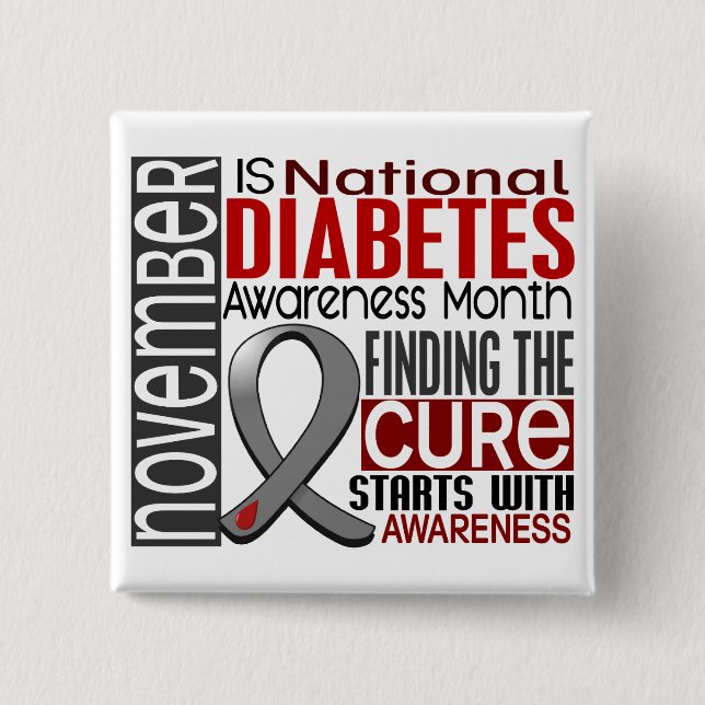 Diabetes Awareness Month Ribbon I2.5 15 Cm Square Badge (Front)