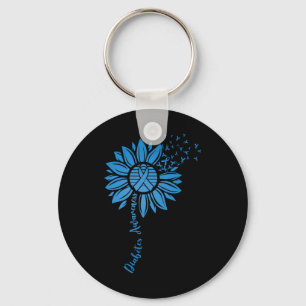 Diabetes Awareness Month Sunflower Blue Ribbon Sup Key Ring