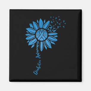 Diabetes Awareness Month Sunflower Blue Ribbon Sup Magnet