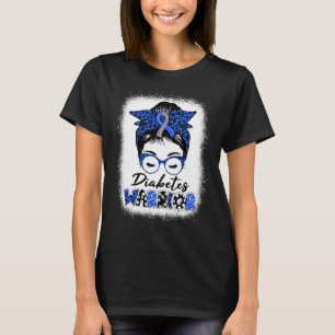 Diabetes Awareness Month Type T1d T2d Messy Bun Wa T-Shirt