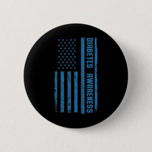 Diabetes Awareness Month Vintage American Flag T1  6 Cm Round Badge