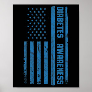 Diabetes Awareness Month Vintage American Flag T1 Poster