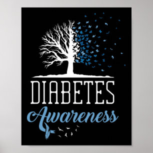 Diabetes Awareness Month Vintage Butterfly T1 T2 Poster