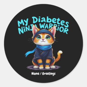 Diabetes Awareness Ninja Warrior Brave Cat Graphic Classic Round Sticker