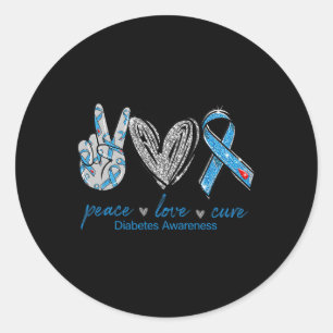 Diabetes Awareness Peace Love Cure Classic Round Sticker