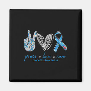 Diabetes Awareness Peace Love Cure Magnet