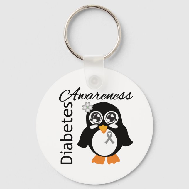 Diabetes Awareness Penguin Key Ring (Front)