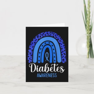Diabetes Awareness Rainbow Blue Ribbon Fight T1 T2 Card