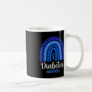 Diabetes Awareness Rainbow Blue Ribbon Fight T1 T2 Coffee Mug