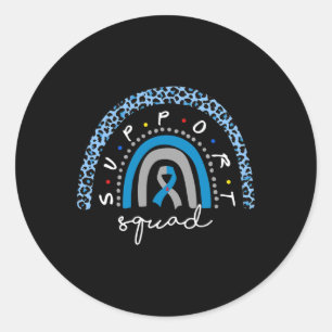 Diabetes Awareness Rainbow Leopard Support Squad B Classic Round Sticker