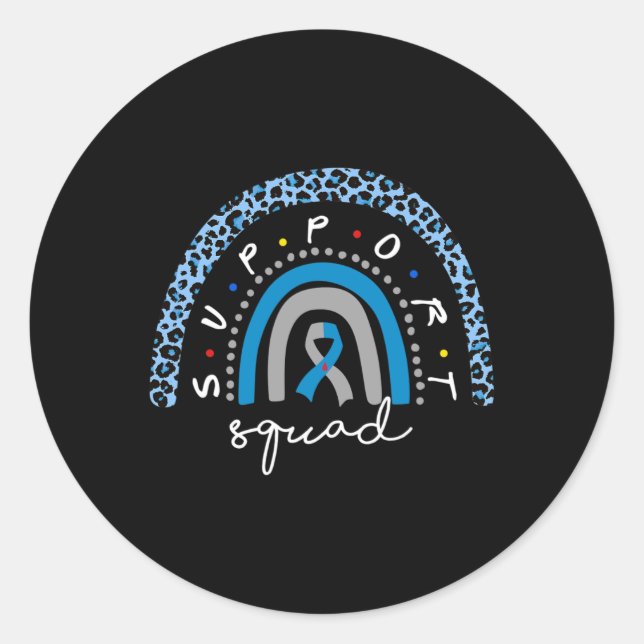 Diabetes Awareness Rainbow Leopard Support Squad B Classic Round Sticker (Front)