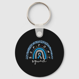 Diabetes Awareness Rainbow Leopard Support Squad B Key Ring