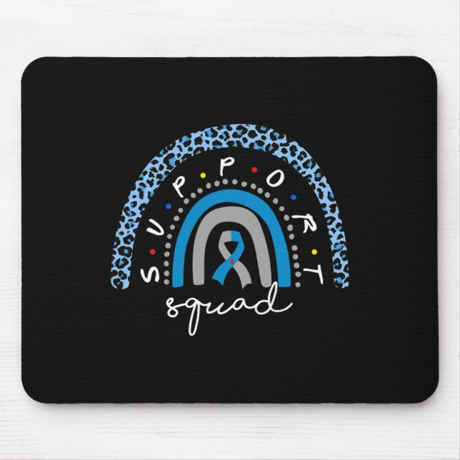 Diabetes Awareness Rainbow Leopard Support Squad B Mouse Pad (Front)