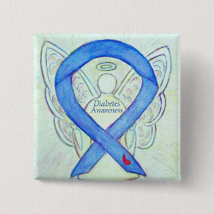 Diabetes Awareness Ribbon Angel Custom Button Pins