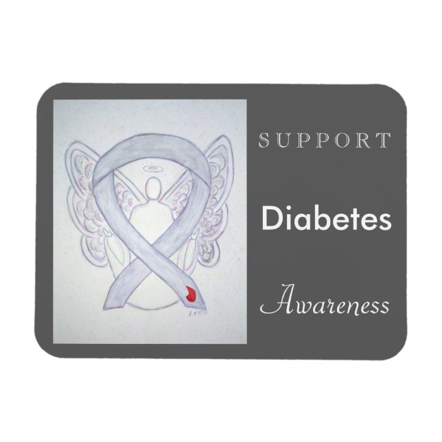 Diabetes Awareness Ribbon Angel Custom Magnet (Horizontal)