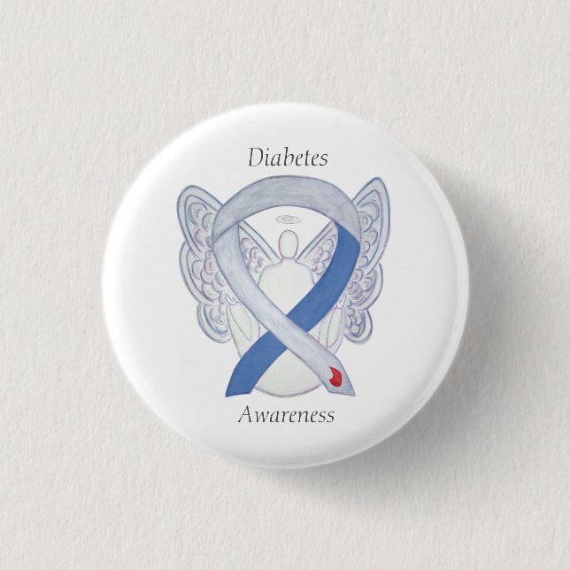 Diabetes Awareness Ribbon Angel Customised Art Pin (Front)