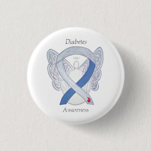 Diabetes Awareness Ribbon Angel Customised Art Pin