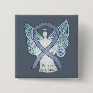 Diabetes Awareness Ribbon Angel Customised Art Pin