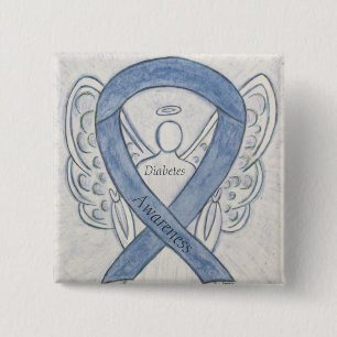 Diabetes Awareness Ribbon Angel Customised Art Pin