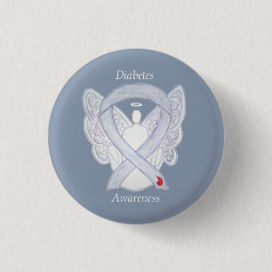 Diabetes Awareness Ribbon Angel Customised Art Pin