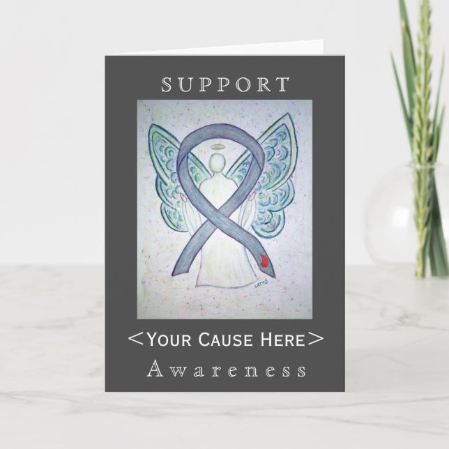 Diabetes Awareness Ribbon Angel Customised Card (Front)