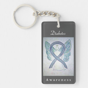 Diabetes Awareness Ribbon Angel Key Chain