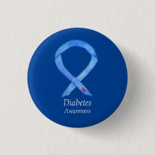 Diabetes Awareness Ribbon Art Custom Button Pin