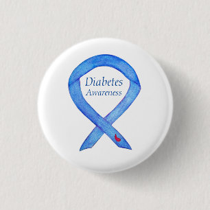 Diabetes Awareness Ribbon Art Custom Pin Button