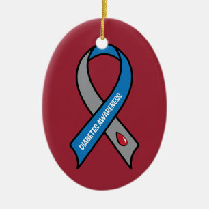 Diabetes Awareness Ribbon Ceramic Tree Decoration