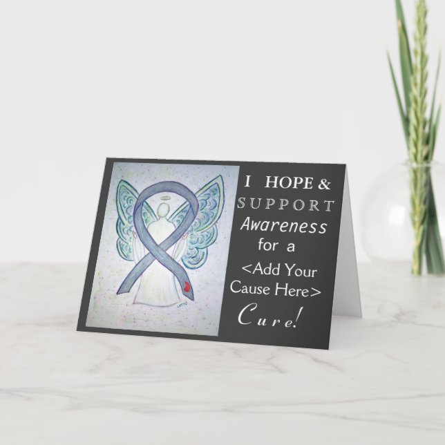 Diabetes Awareness Ribbon Custom Cause Angel Cards (Front)