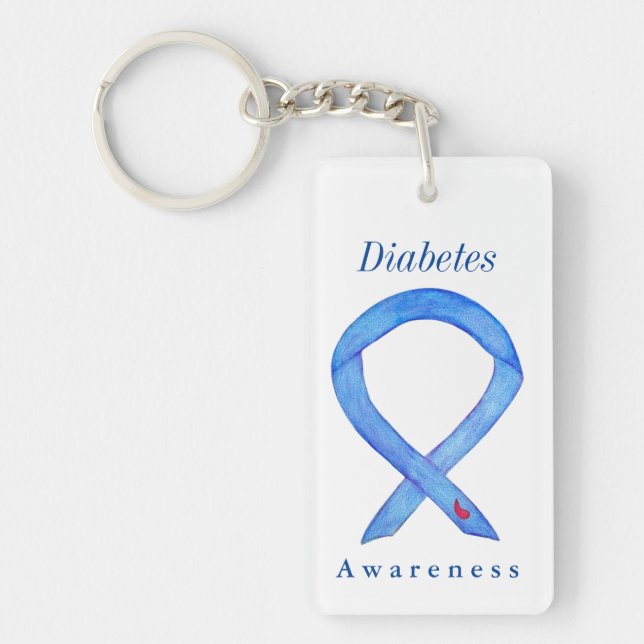 Diabetes Awareness Ribbon Custom Key Chains (Front)