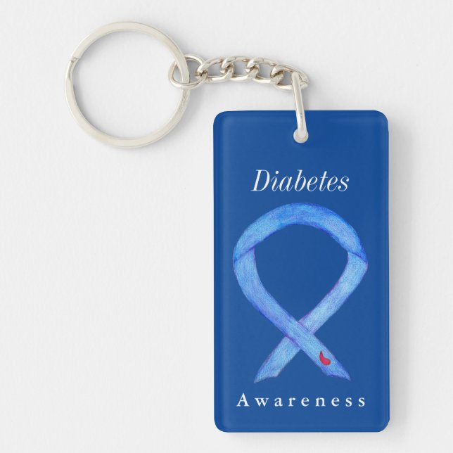 Diabetes Awareness Ribbon Custom Key Chains (Front)