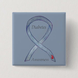 Diabetes Awareness Ribbon Customised Art Pin