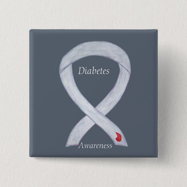 Diabetes Awareness Ribbon Customised Art Pin (Front)