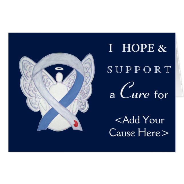 Diabetes Awareness Ribbon IDDM Angel Greeting Card (Front Horizontal)