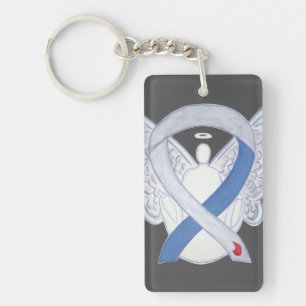 Diabetes Awareness Ribbon IDDM Angel Key chain