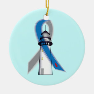 Diabetes Awareness Ribbon Lighthouse of Hope Ceramic Ornament
