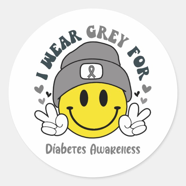 Diabetes Awareness Ribbon Support Gifts Classic Round Sticker (Front)