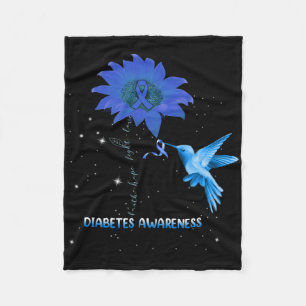 Diabetes Awareness Sunflower Lover Hummingbird Rib Fleece Blanket
